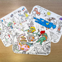 Lot de 3 Sets de table de coloriage réutilisables et lavables